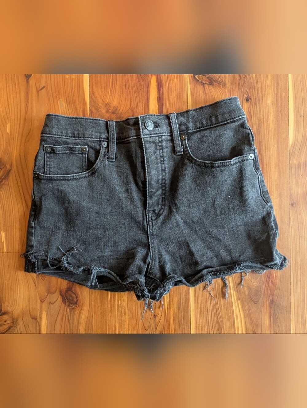 Madewell Black Distressed Denim Cutoff Shorts